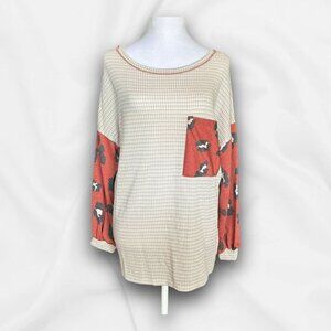 *NEW* Haptics Waffle Weave Animal Print Top - Small Casual Boho Cozy